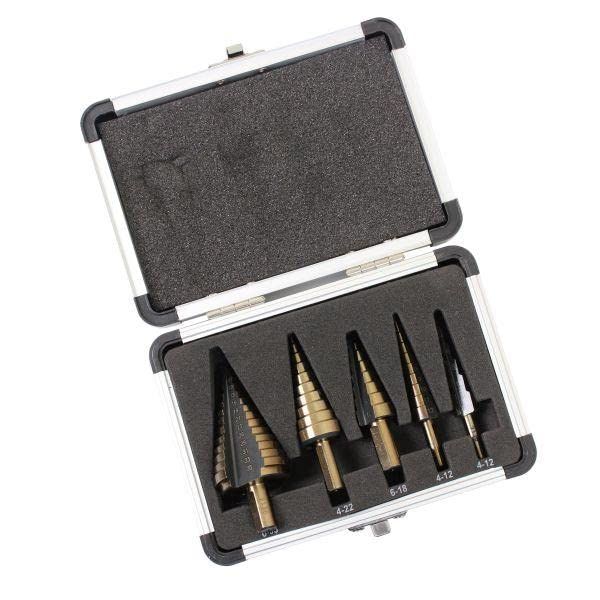US PRO Tools Step Drill Set in Case 4-35MM HSS-G+ Stepped Tool Metals PVC 7136