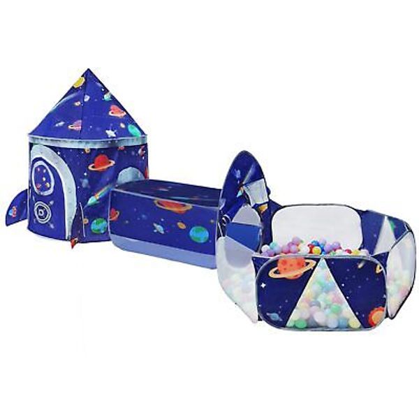 TTLOJ Gift 3pc Rocket Ship Kids Play Tent, Ball Pit, Crawl Tunnel, Toddlers P...