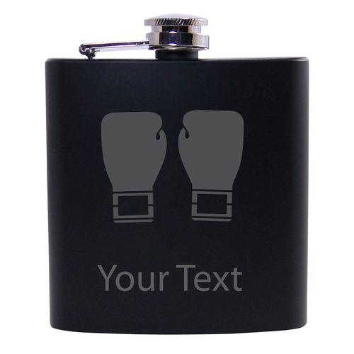 Personalized Custom Boxing Gloves Black Stainless Steel Hip Customizable Flask