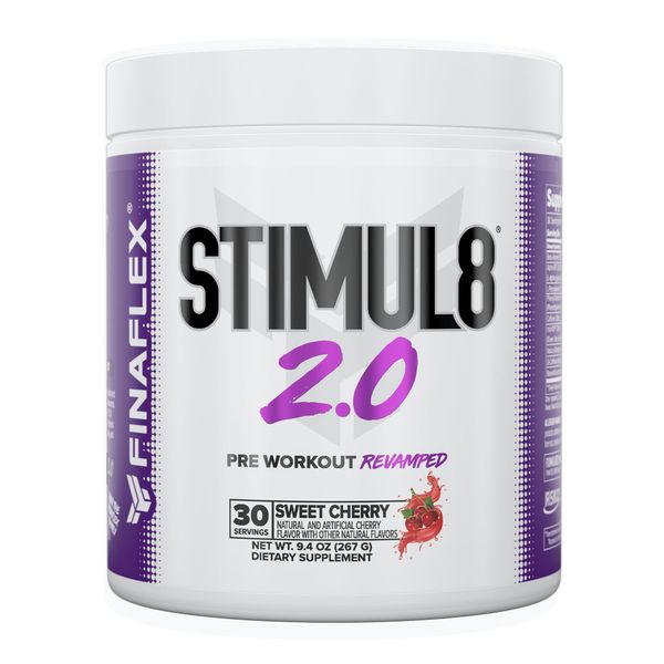 FINAFLEX STIMUL8 2.0 Pre Workout, Sweet Cherry - Delivers Energy, Focus & Strength - with Beta-Alanine, Alpha GPC & Caffeine - 30 Servings