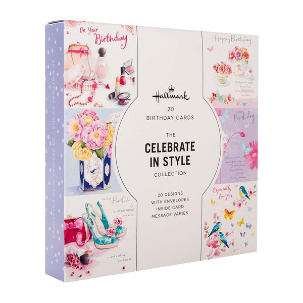 Hallmark Birthday Cards - Multipack of 20 in 20 Floral Designs