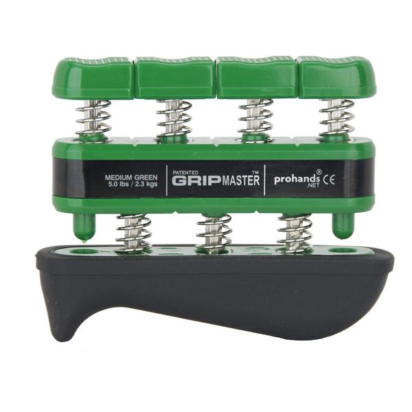 Prohands Gripmaster Rehab Hand Exerciser, Finger Exerciser (Hand Grip Strengthener), Spring-Loaded, Finger-Piston System, Added Palm Cushion, (5 lb Medium Tension, Green-Gripmaster Rehab)