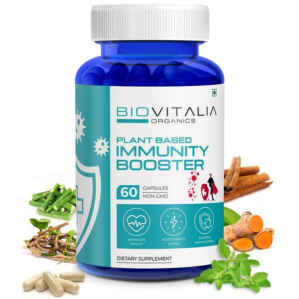 Biovitalia Plant Based Immunity Booster Capsule for Adult Men & Women | Dietary Supplement Capsule Helps Boost Immune System & Support Healthy Heart Function - 60 Veg Capsules