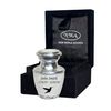 White Small Keepsake Cremation Urn, Token Urns with Bag and Multiple Designs (Hummingbird)