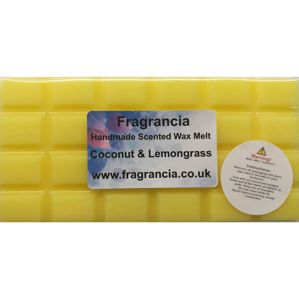 A Single Handmade Highly Scented Wax Melt Bar (Coconut & Lemongrass)