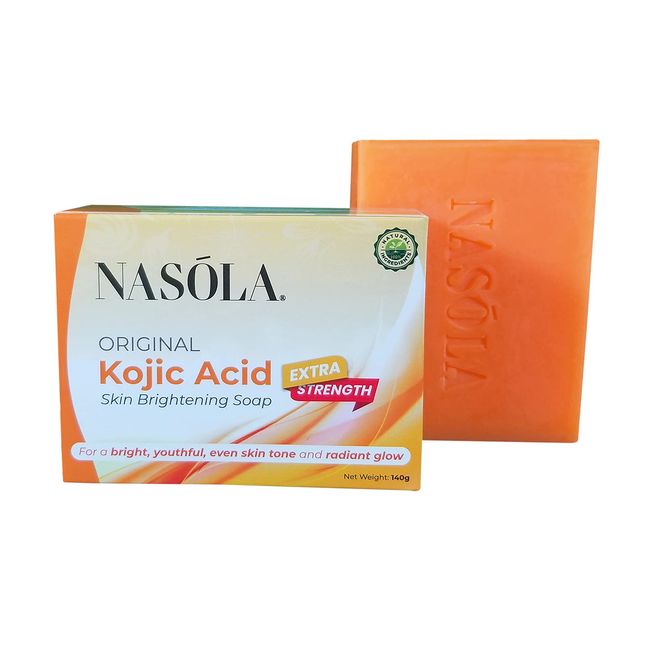 Nasola Kojic Acid Soap for Skin Brightening, Acne Dark Spot Remover for Face & Body, Underarm & Armpit, Fades Hyperpigmentation & Evens Tone