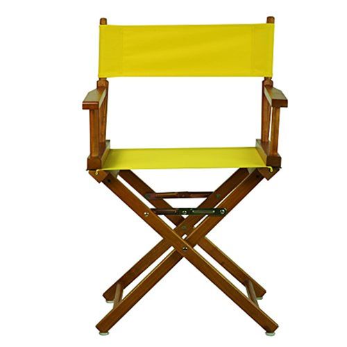 HomeStock Antique 18" Director's Chair Solid Wood Folding Chair with Armrests, Canvas Seat, Compact Foldable Frame, 33.75 x 21.75 x 16 in, 18 in Seat Height, Weighs 10 lb Bright Yellow/18-Inch Honey