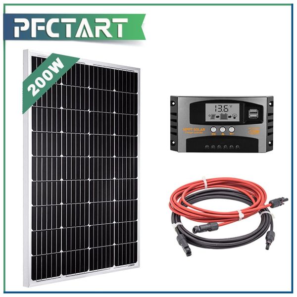 200W 12V Mono Solar Panel Kit Charger Controller for Battery Charging RV Boat