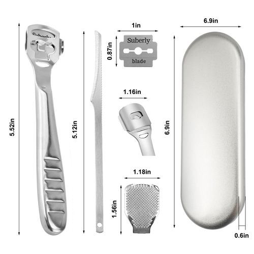 Callus slicer, foot scraper, professional foot scraper, callus remover and callus remover, callus scraper for feet, pedicure set, foot care, callus rasp with 10 replacement blades