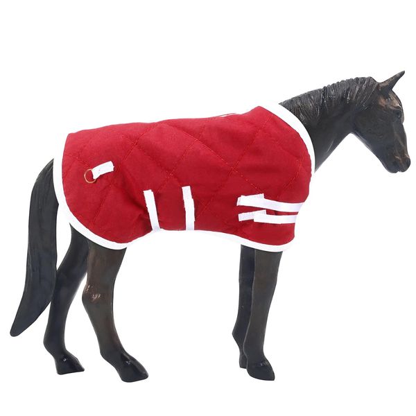 Yeyeplum Christmas Horse Model Blanket Tack Blanket Liner Traditional Blanket Horse Accessories Soft Horse Blanket Sheet, 1: 9 Scale, Red