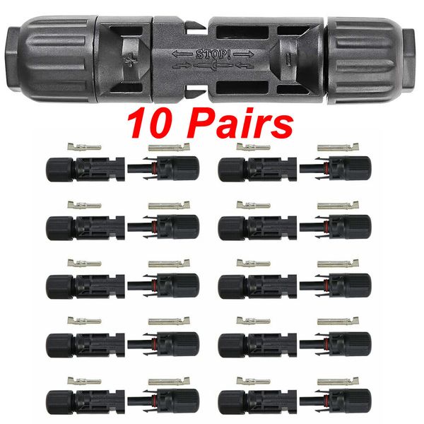 10 Pair Male Female M/F Wire Cable Connector Waterproof Solar Panel Adapter 30A