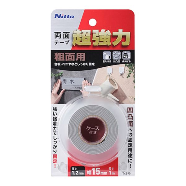 Nitoms T4590 Super Strong Double Sided Tape for Rough Surfaces 0.6 inch (15 mm) x 3.3 ft (1 m)