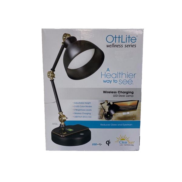 OttLite Wellness Series Wireless Charging LED Adjustable Desk Lamp New With Box