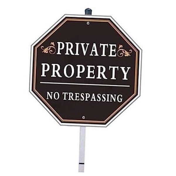 10" x 10" Private Property No Trespassing Sign with Stake, Aluminum Yard Black