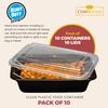 CHEF ROYALE [10 pack] x 28oz Rectangular Black Base Meal Prep Containers - BPA Free Storage with Airtight Lids-Microwave, Dishwasher Safe-Stackable Lunch Boxes - Reusable