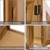 Wall Mounted Brown Wood Shadow Box with Cork Back, Viewing Panels & Hinged Door