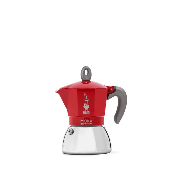 Bialetti Mocha Induction Red 4 Cup Induction & Direct Fire (Coffee Maker, Espresso Maker, Makinetta)