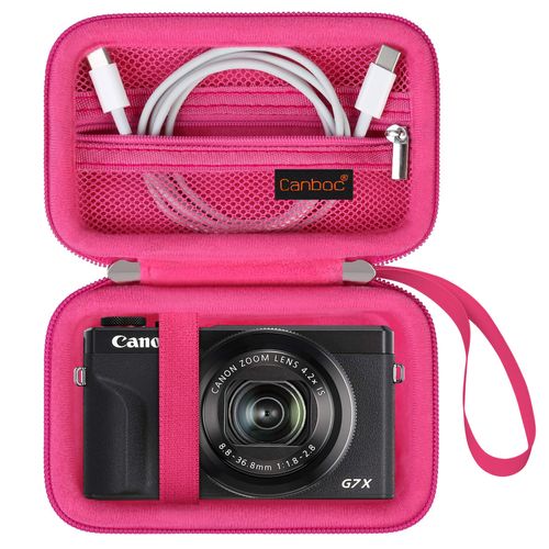 Canboc Carrying Case for Canon PowerShot G7 X / G5 X Mark II / G7X Digital Camera, Point and Shoot Vlogging Camera Bag, Zipper Mesh Pocket fits USB Cable, Red