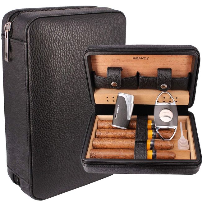 Alligator Zip Cigar Travel Case with Cutter