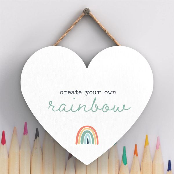 Global Designs Create Your Rainbow Postivity Themed Colourful Hanging Plaque