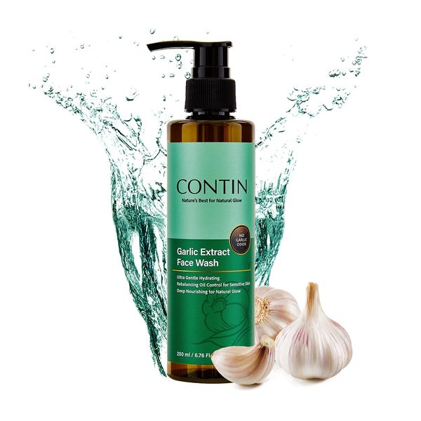 CONTIN Garlic Extract Face Wash - Natural Pore Treatment for Oily, Sensitive Skin - Facial Cleanser for Men and Women - pH Balanced - Enzyme Plant Extract Skincare for Redness and Bumpy Skin (6.76 oz)