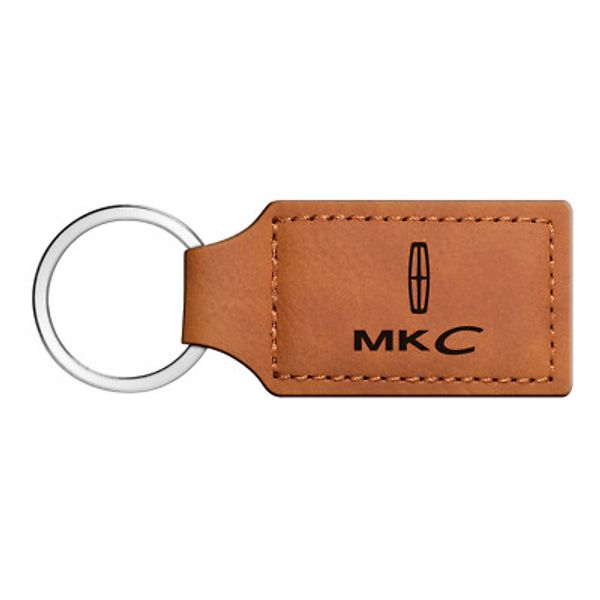 Lincoln MKC Rectangular Brown Leather Key Chain