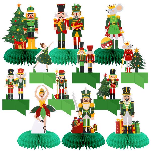 Poen 12 Pcs Christmas Nutcracker Party Decorations Nutcracker Honeycomb Centerpieces Ballet Nutcracker Theme Table Decorations Mouse King Table Centerpieces for Nutcracker Party Supplies