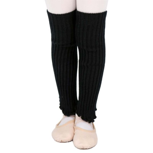 DANCEYOU Ballet Leg Warmers for Girls Toddler Teens Stirrup Ankle Warmers Knitted Socks for Dance Practice Yoga Sports Casual Black