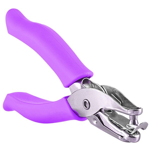 Single Hole Punch Metal Purple, 1/4” Hole Puncher with Soft Grip Handles for Paper and Crafts Round Circle Shape, for Kids and Adults, Also Available in Green, Pink, Red, Blue, Grey, 1 Pc – by Enday