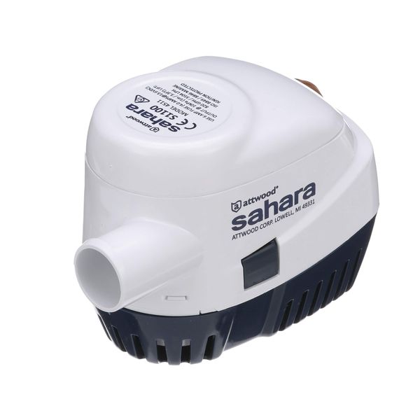 attwood 4511-7 Sahara S1100 Automatic Bilge Pump, 1100 GPH, 12-Volt, 1.5-Amp Draw, ¾-Inch Interior Diameter Hose, 29-Inch Wire