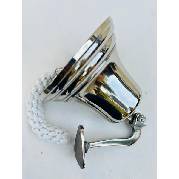 Retro Collections 5 Inch Nickle Finish Bell with Mounting Bracket & Lanyard