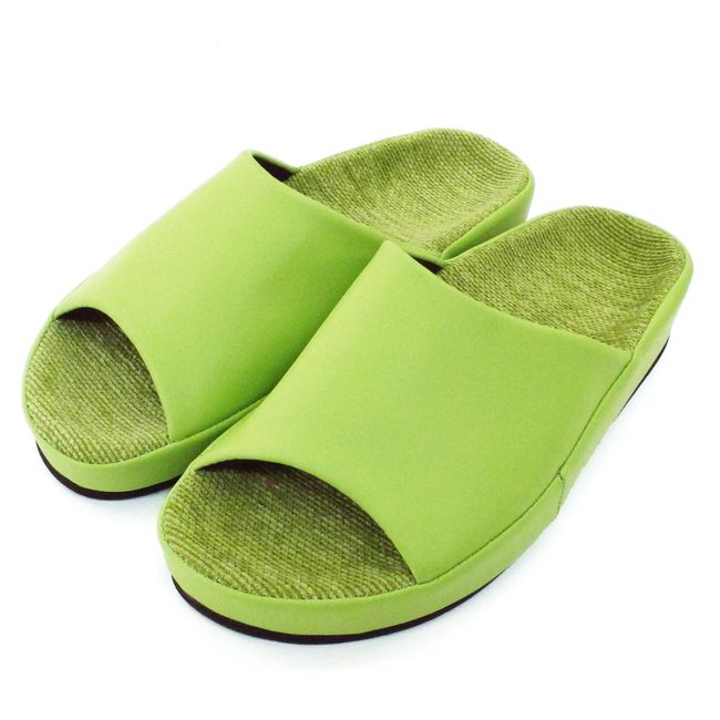 Okumura HECE6902GN Slippers, Indoor, Anti-fatigue, Fit, Comfortable, 9.4 inches (24 cm), Made in Japan, Green, Foot Pleasant Color