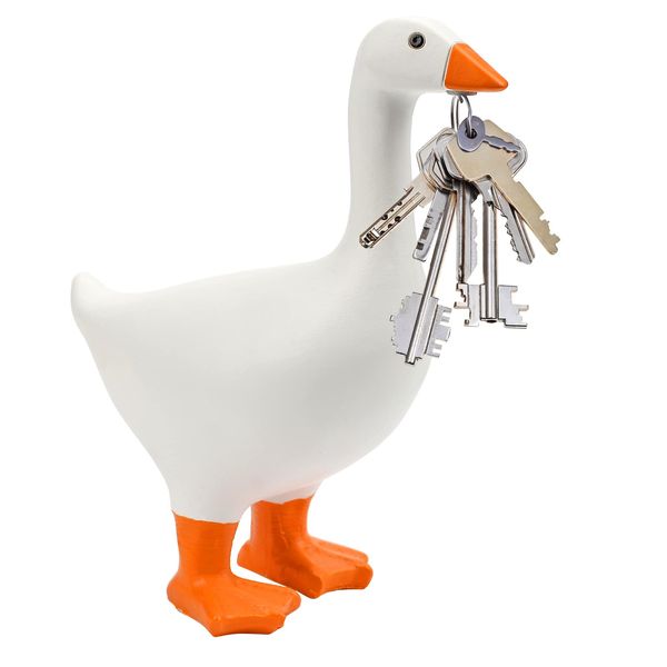 Pipihome 1 Pack Magnetic Goose Key Holder Cute Resin Goose Statue Key Storage Animal Figurine Home Decor Kawaii Room Decor Sculpture Bedroom Decor (Orange)