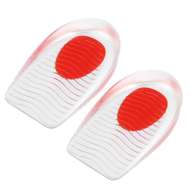 2Pcs Silicone Heel Support Cup Pads Ripple Pattern Red Size 33-39