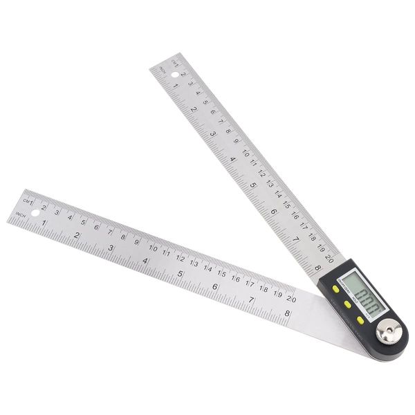 Smgda Digital Angle Ruler Digital Angle Meter Digital Protractor Angle Ruler 200mm Woodworking Ruler High Precision Multifunction Stainless Steel Digital Display Angle Ruler with LCD Screen and Home Center Measurement Switch Protractor Angle Ruler Measuri