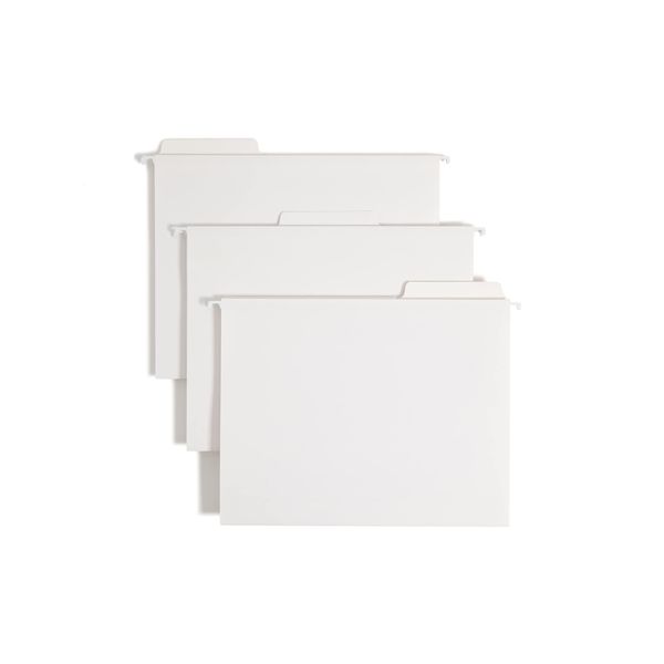 Smead Fastab Hanging File Folders, 20 Count, White, 1/3-Cut Built-in Tabs, Letter Size (64002)