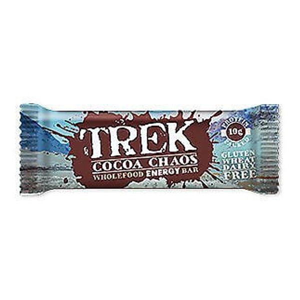 Cocoa Chaos - Trek Protein Energy Bar 55g - No Added Sugar, Gluten & Wheat Free Snack (Pack of 4)