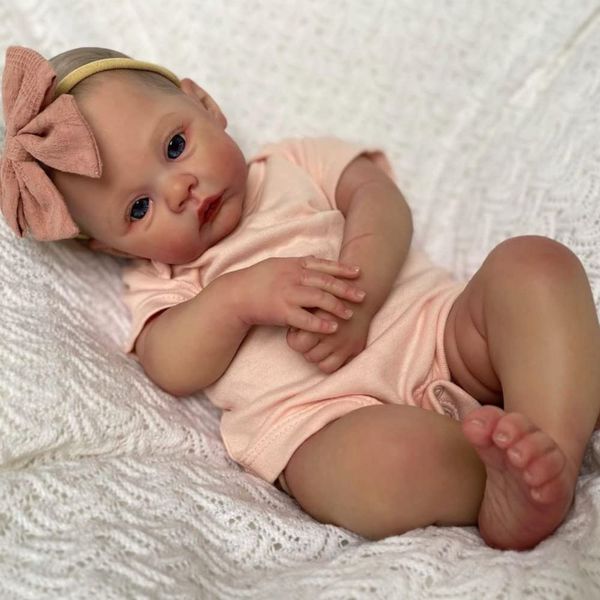 CJZYING Reborn Baby Dolls - 19 Inch Handmade Baby Girl Realistic Newborn Baby Dolls Silicone Full Body Set with Feeding Kit, Gift for Kids Age 3+