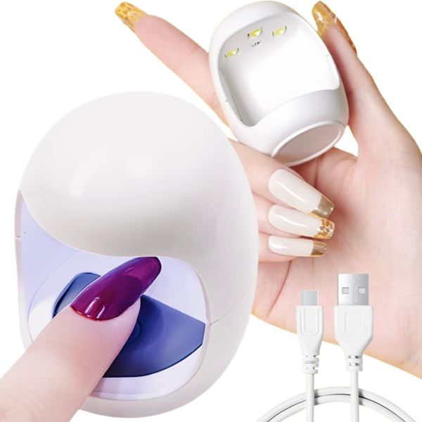 FinalState Cute Egg Single Finger Nail Light UV LED Handy Mini Curing Light for Gel Nail Curing Resin Curing USB Cable Included (White Egg Shape)