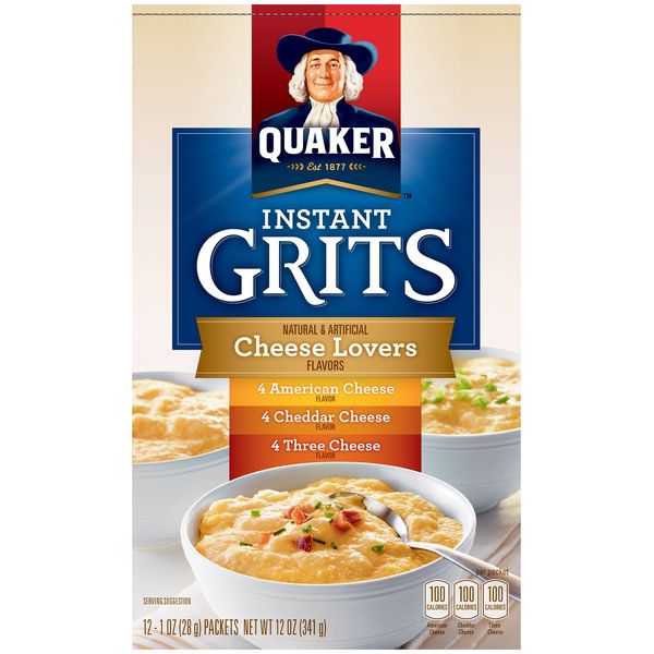 Quaker Instant Grits Cheese Lovers, Variety Pack, 12 Packets Per Box (Pack of 12 Boxes)