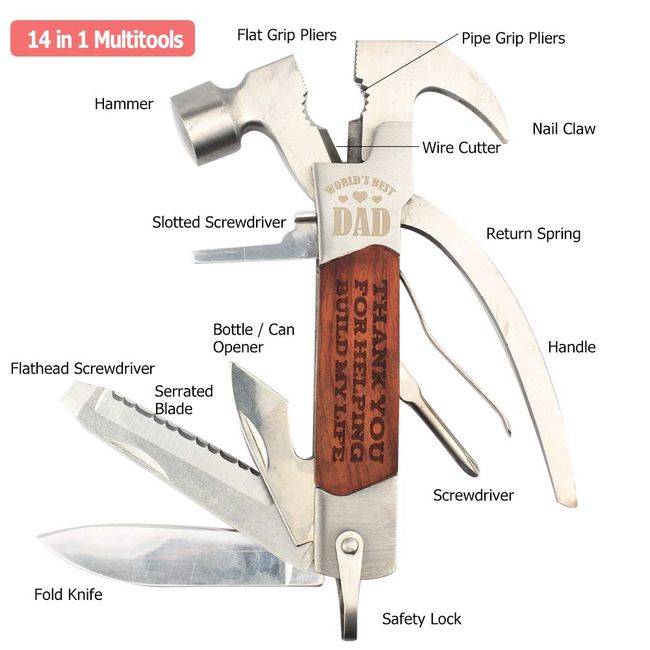 Gifts for Dad Who Wants Nothing,Dad Christmas,Birthday Gifts From  Daughter,Stocking Stuffers for Dad,Handy Hammer Multitool Gifts Ideas for  Dad