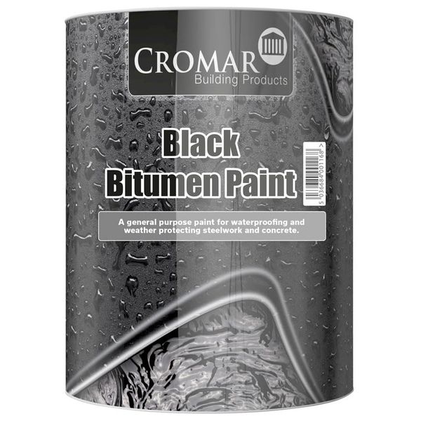 ARA CHOICE CROMAR Black Bitumen Paint – Waterproof and Weatherproof Protective Coating for Metal, Asphalt, Wood, and Concrete | 1L