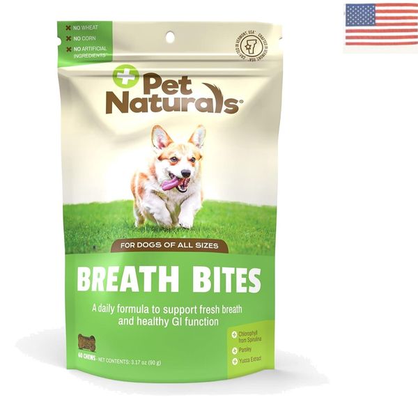 Breath Freshener for Dogs - 60 Chews - Fresh Breath & Healthy Digestive Support