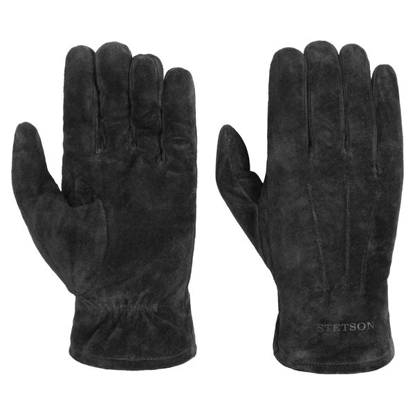 Stetson Basic Pigskin Lederhandschuhe Handschuhe Herrenhandschuhe Fingerhandschuhe (9 HS - schwarz)