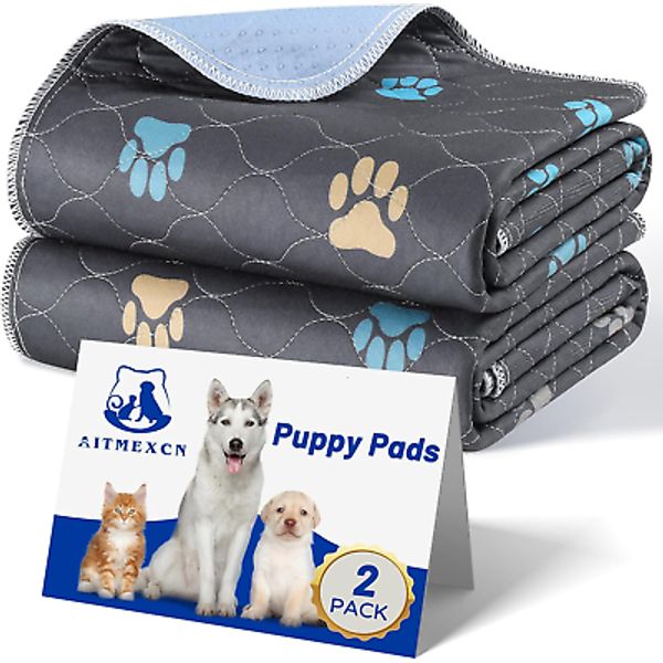 Aitmexcn Washable Puppy Dog Pee Pad, 2PCS 100% Waterproof Whelping Training Mat