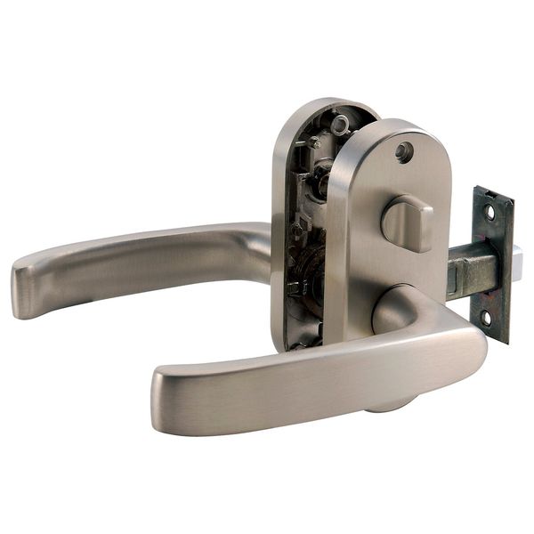 Pine Six Easy to Install Door Lock Gate MJ Lever, Lock Nickel Color 10738 