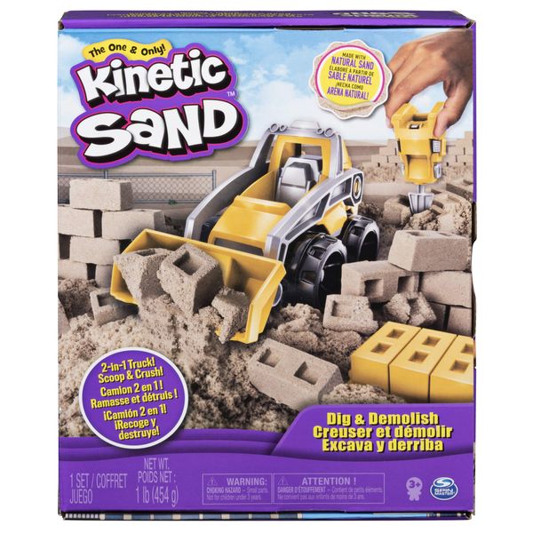 Kinetic Sand, Dig & Demolish Playset with 1lb and Toy Truck, Play Sand Sensory Toys for Kids Ages 3 and up