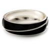 Avalaya Black Enamel Diagonal Hinged Bangle Bracelet/Silver Tone/Size M