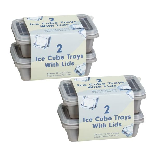 Ice Cube Trays with Lids 2pk | BPA-Free, Easy-Release, Stackable, No-Spill Design