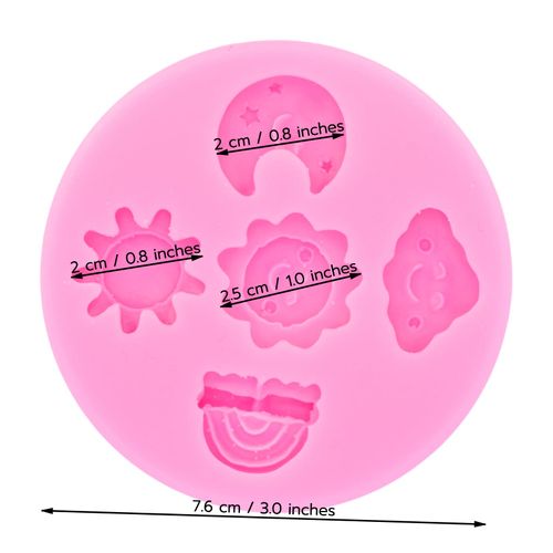 3D Rainbow Moon Sun Cloud Weather Icon Shape Silicone Mold Candy Clay Epoxy Resin Chocolate Cake Topper Decoration Decor Desserts Gum Paste Fondant Pudding Cupcake Handmade Jelly Shots Keychain Charm